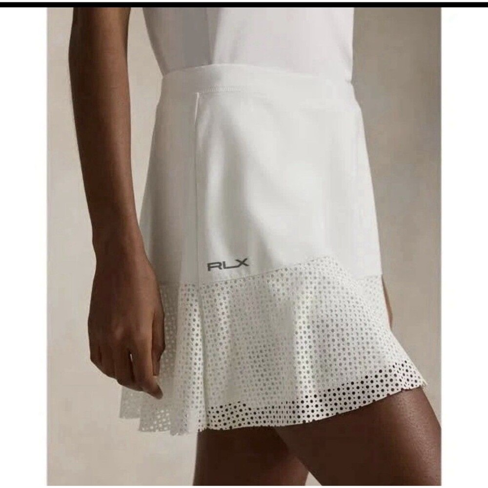 Ralph Lauren RLX GOLF Eyelet-Panel Interlock Skort White SZ. L NWT$148